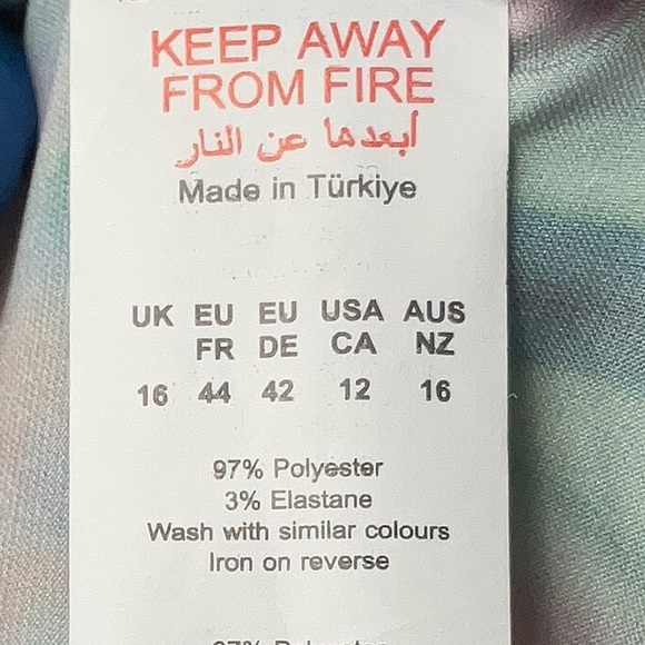 Nasty Gal Satin Marble Colorful Two Piece Wide Leg Pants Set US12 - Picture 9 of 14